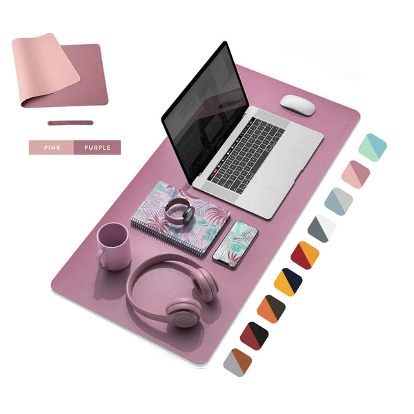 Double Sided Leather Desk Mat - PINK + PURPLE